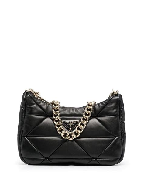 prada system padded black nappa leather shoulder bag|prada gaufre flap shoulder bag.